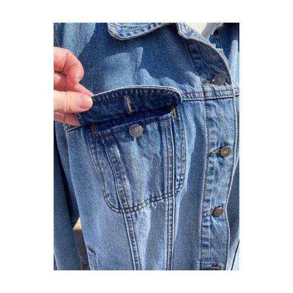 90s Cotton Ginny Plus Denim Jacket Med Wash Metal Buttons 4 Pocket Sz S - Picture 3 of 11